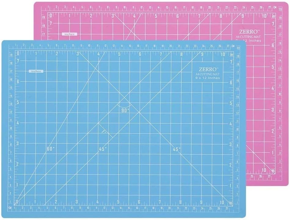 Self Healing Cutting Double-Sided Rotary Mat Non-Slip 5-Ply Thick 9" x 12" Pink/Blue(A4)…