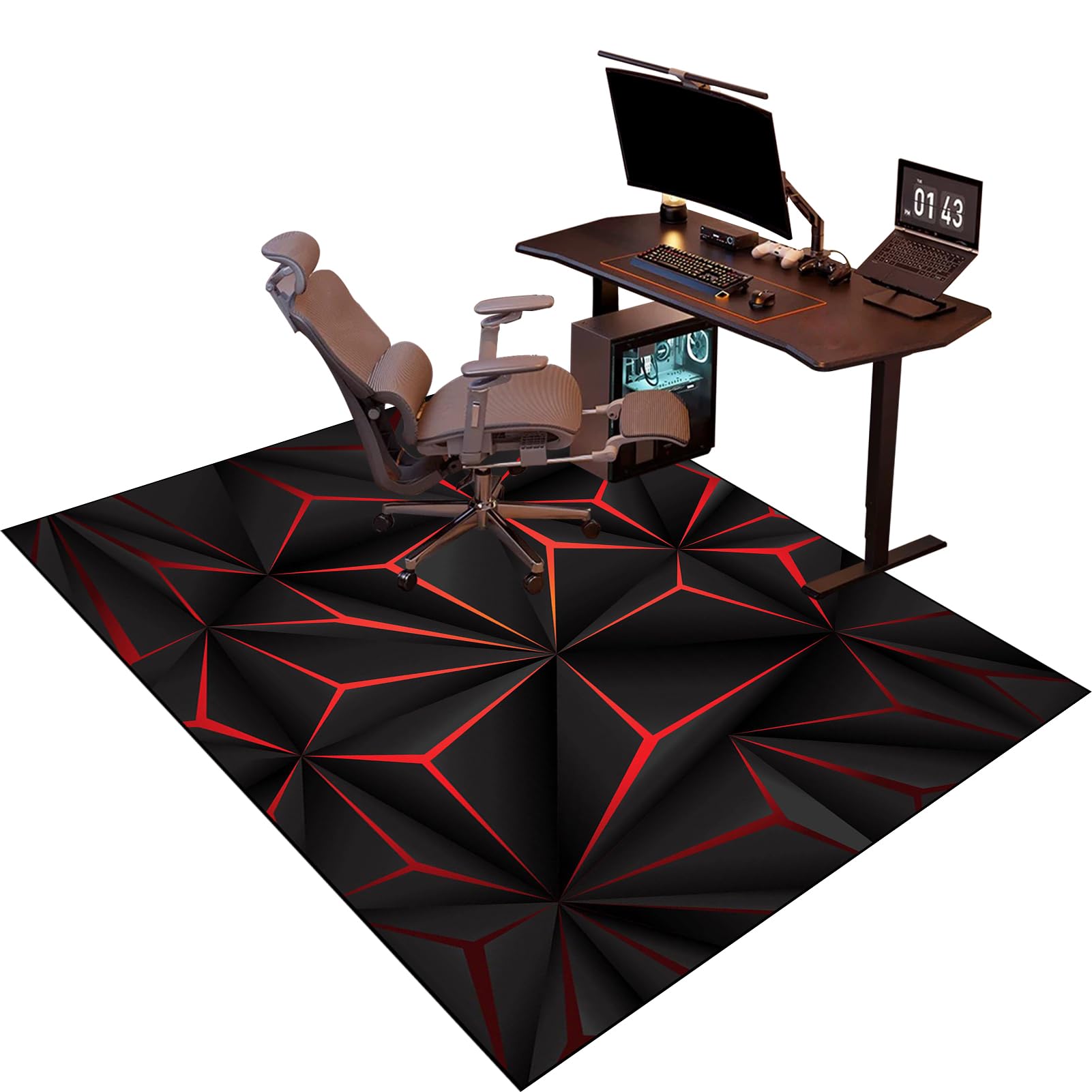 Tappeto per Sedia Gaming Tappeto Ufficio Salvapavimento Antiscivolo Tappeto per Sedia con Ruote Tappetino per Pavimenti Duri 80 x 120 cm Tappetino per Sedia da Gaming per Parquet e Pavimenti Duri