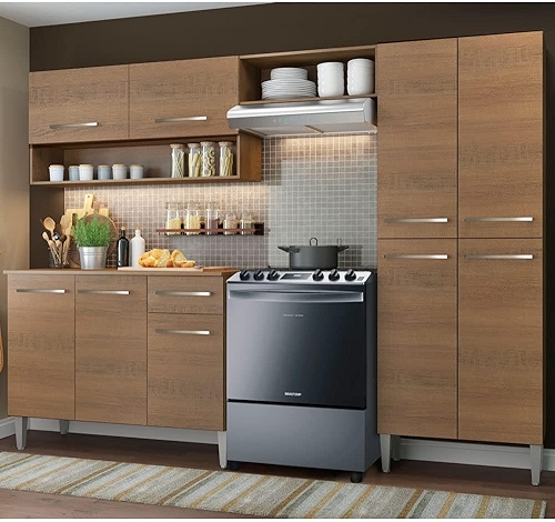 Cozinha Compacta Madesa Emilly Pop Com Armário e Balcão - Rustic