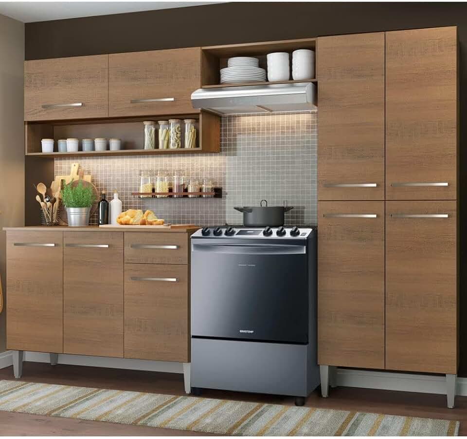 Cozinha Compacta Madesa Emilly Pop Com Armário e Balcão - Rustic