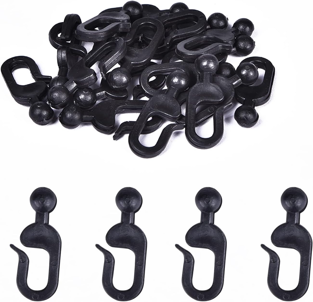 36 Pack Plastic Hooks for Gazebo Curtains and Mosquito Netting, Black
