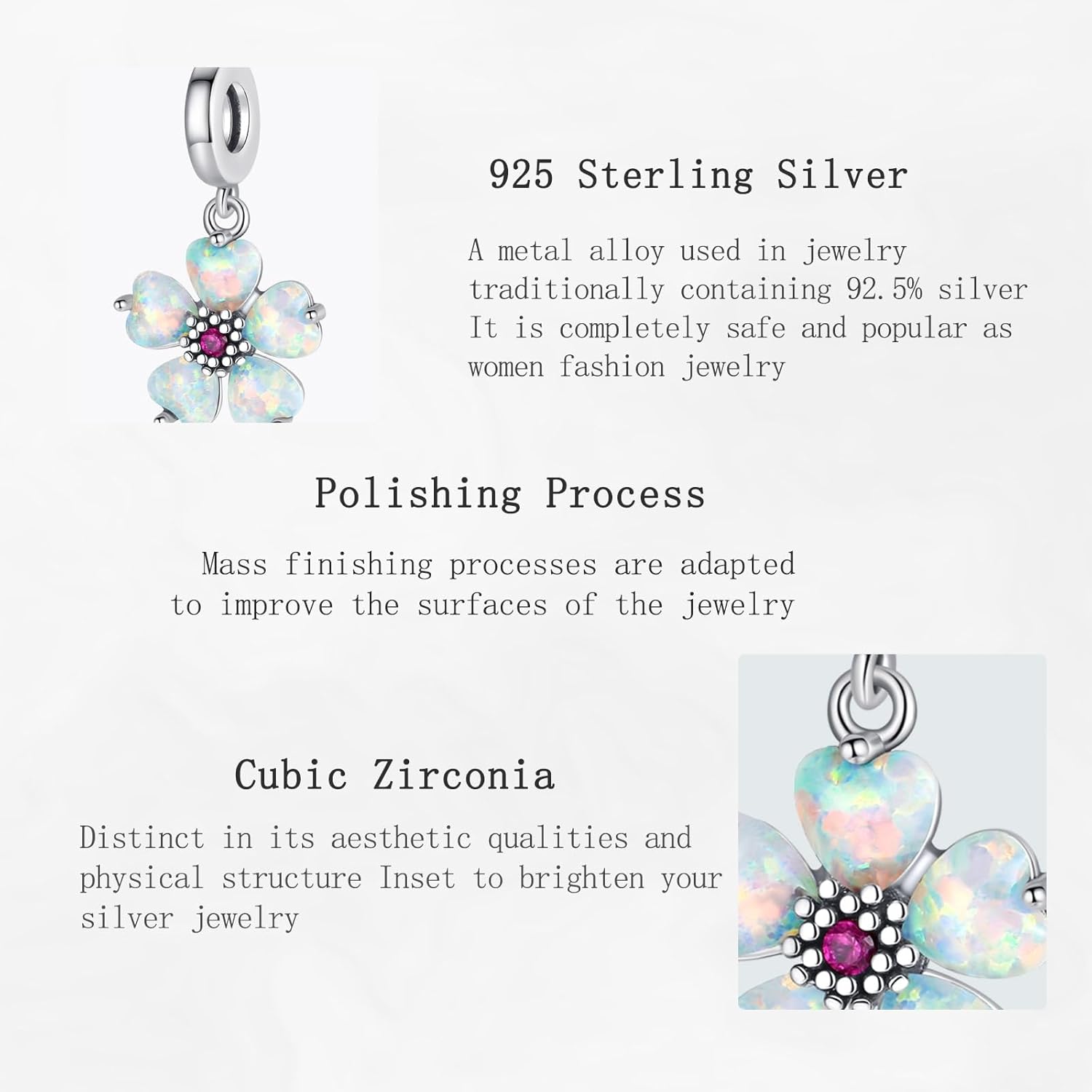 Charms Beads 925 Sterling Silver Animal Leaf Flower Travel Friend Heart Dangle Pendant with 5A Cubic fits for Charms Bracelets for Woman Valentine's Day Mother's Day Christmas Birthday Gift - Image 4