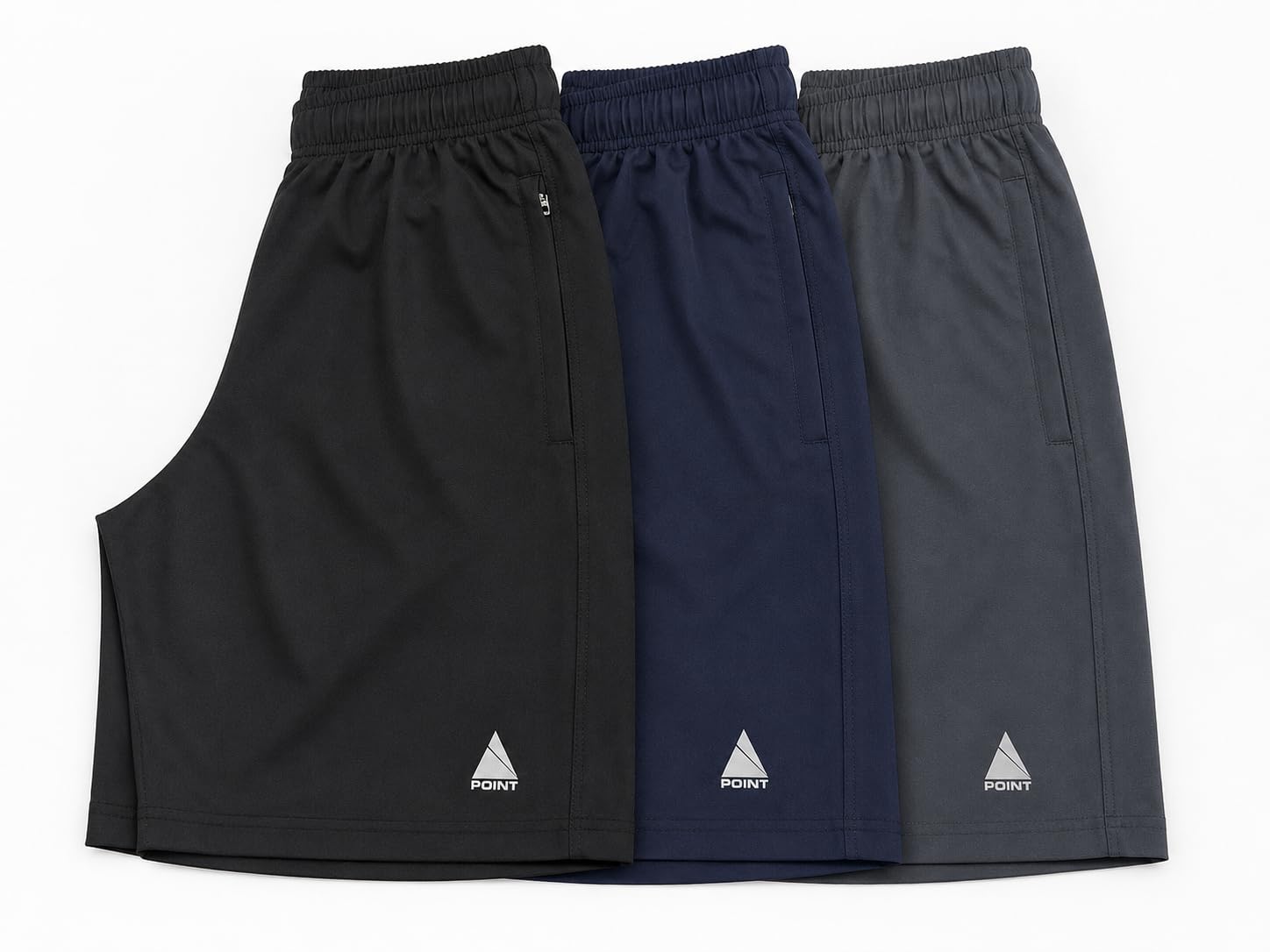 Point Men's Athletic Shorts with Zipper Pocket and Internal Drawstring, Navy Blue, Black, Grey-picture-26