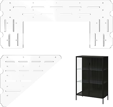 LUVCOSY Acrylic Shelf Compatible with Rudsta Wide Cabinet - 8mm Thick, Clear Acrylic Shelf Fit for Wide Rudsta Short Glass Cabinet, Greenhouse Accessories - Horseshoe & Triangular, 2 Pack