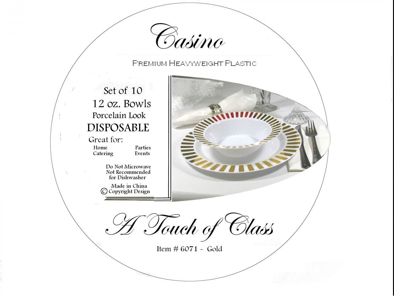 Casino Gold 12 oz Bowls - (Pack of 10)