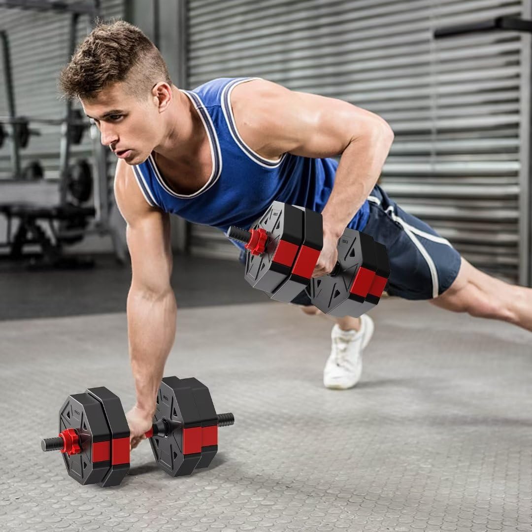 Regulowane zestawy hantli sztanga 2 w 1, para ciężarów, dom, fitness, sprzęt bez ciężarów, antypoślizgowy uchwyt ze złączem, hantle do podnoszenia do treningu ciała, domowej siłowni, dostawa w