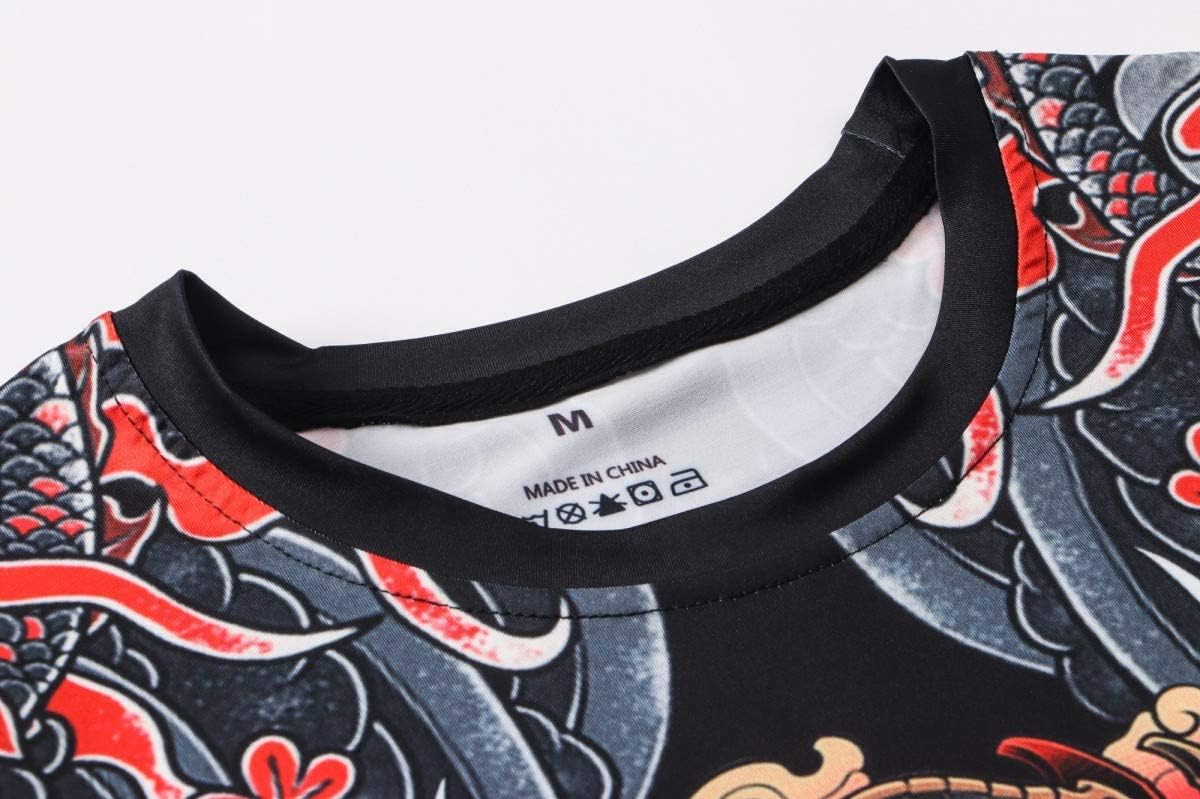 Red Plume Men’s 3D Printed Compression Long Sleeve T Shirts Top Tees