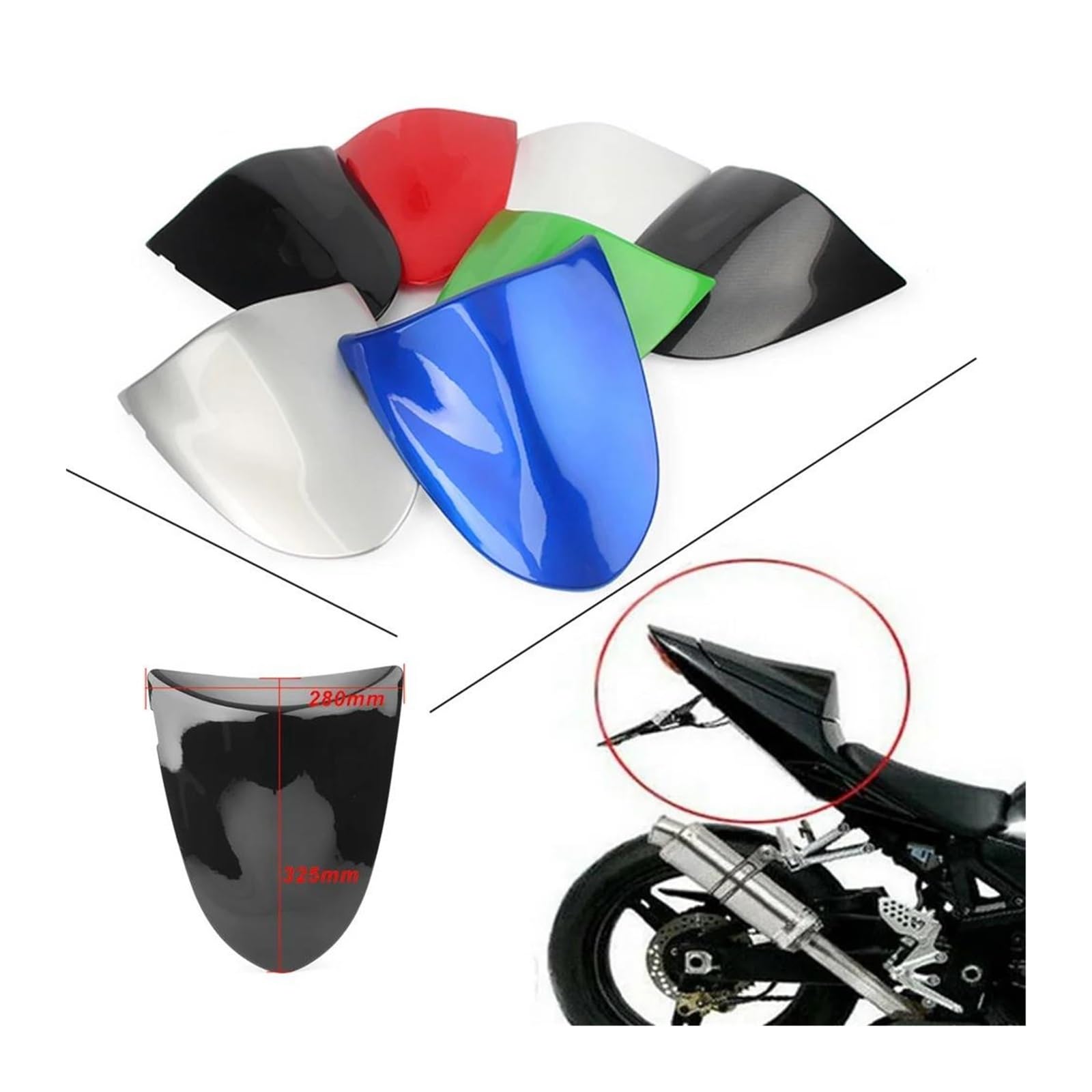 Coprisedile Posteriore In ABS Per Kawasaki Ninja ZX6R 636 2005-2006 E ZX10R 2006-2007, Carenatura Per Passeggero, Colore Nero, Resistente E Aerodinamico