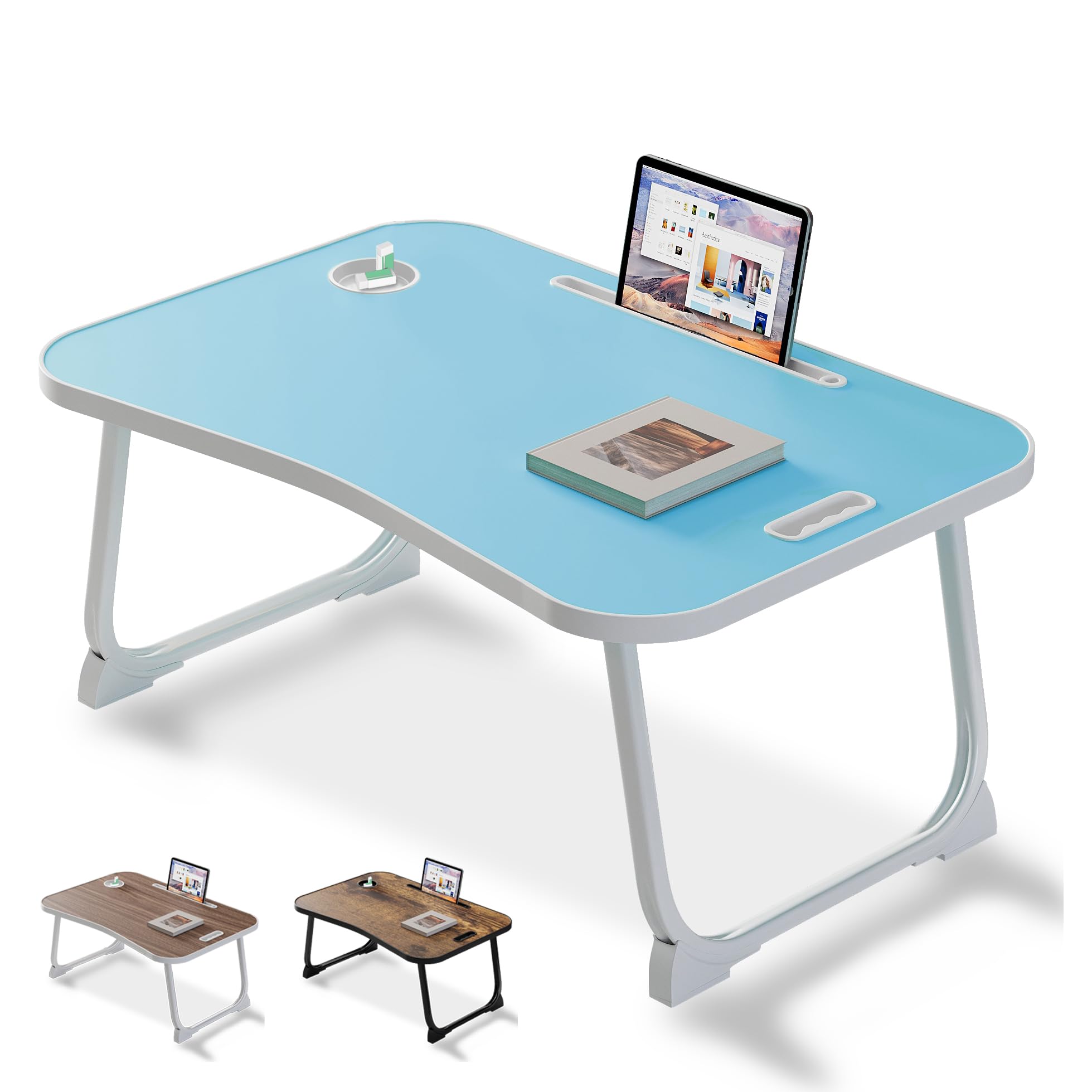 Weiqile Blue Laptop Bed Desk, Lap Desk Breakfast Tray Table For Home And Office,Eating, Reading, Writing On Bed, Sofa,Laptop Stand For Bed (Blue)