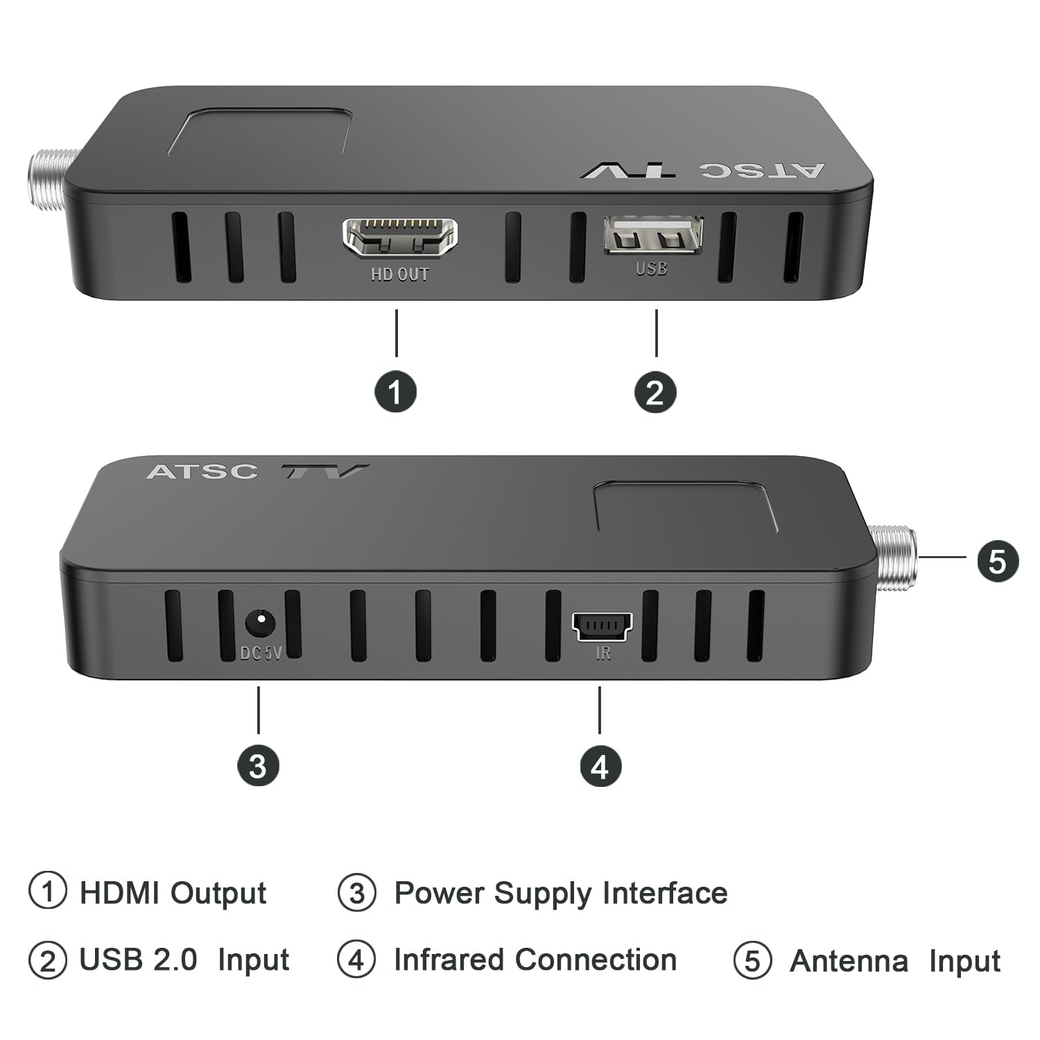 Digital Converter Box for TV - 2023 Newest ATSC TV Tuner Hidden Behind TV, DCOLOR TV Stick HDMI Connection, 4T DVR, 1080P Output, Timer Setting, 2-in-1 Remote, Powered by TV USB or Adapter