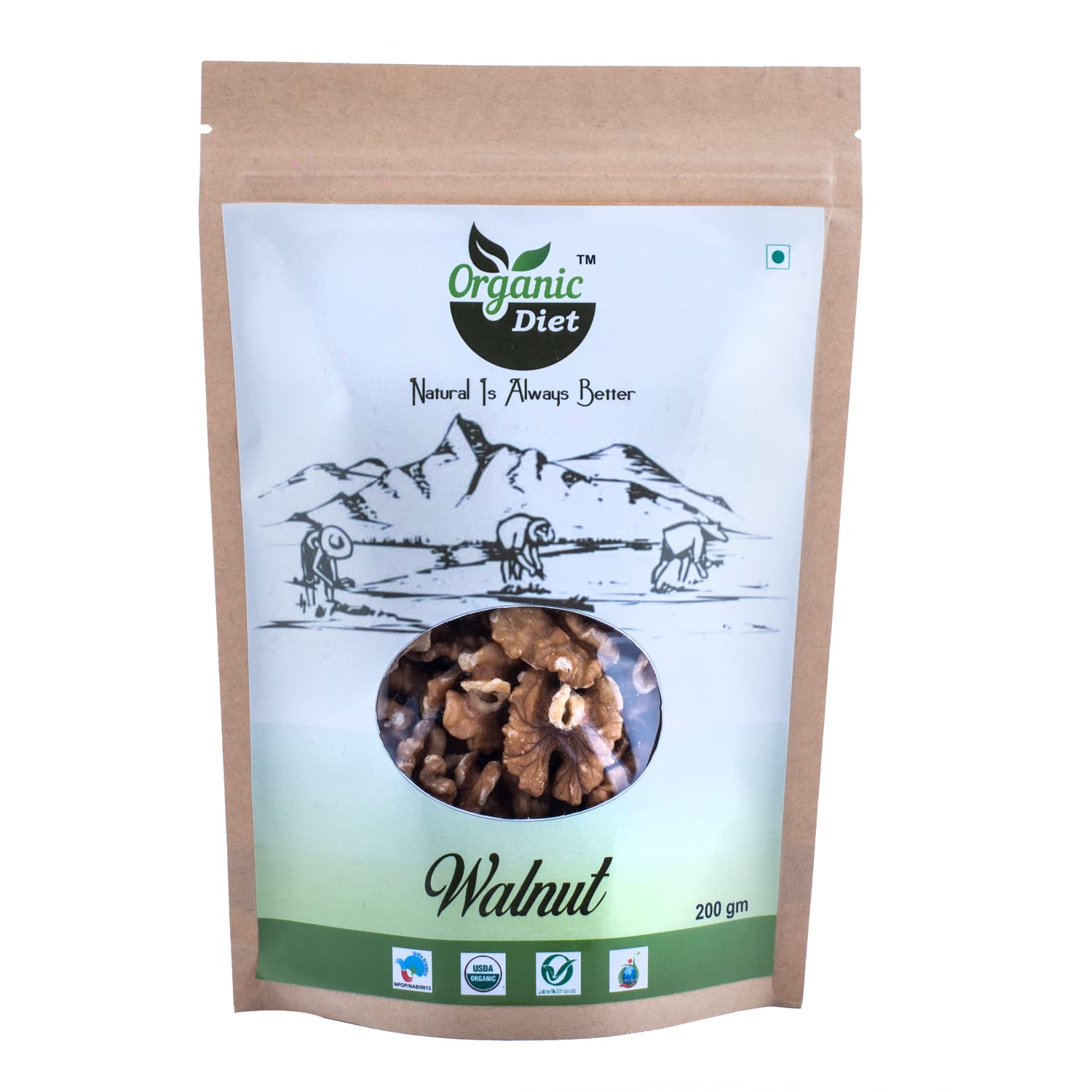 Organic Diet Fresh & Pure Organic Inshell Walnuts Raw (Akhrot Giri without Shell) Whole Rich Nutritious & High Protein and Delicious Dry Fruits & Nuts, 200 gm (Pack of 1) (B09Q1YV5DC) Amazon Price History, Amazon Price Tracker
