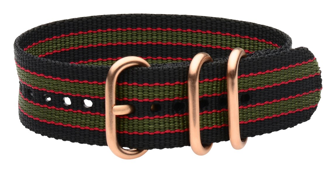 Clockwork Synergy® - 3 Ring Heavy Ballistic Rose Gold Watch Strap Bands