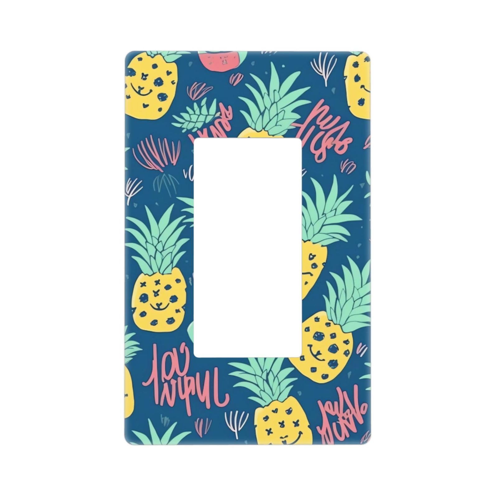 Cute pineapple pattern Wall Plate Cover 1 Gang Light Switch Cover Decorative Single Duplex Wall Plates Standard Size Decorator Blank Electrical Switch Plate Cover for Electrical Outlets