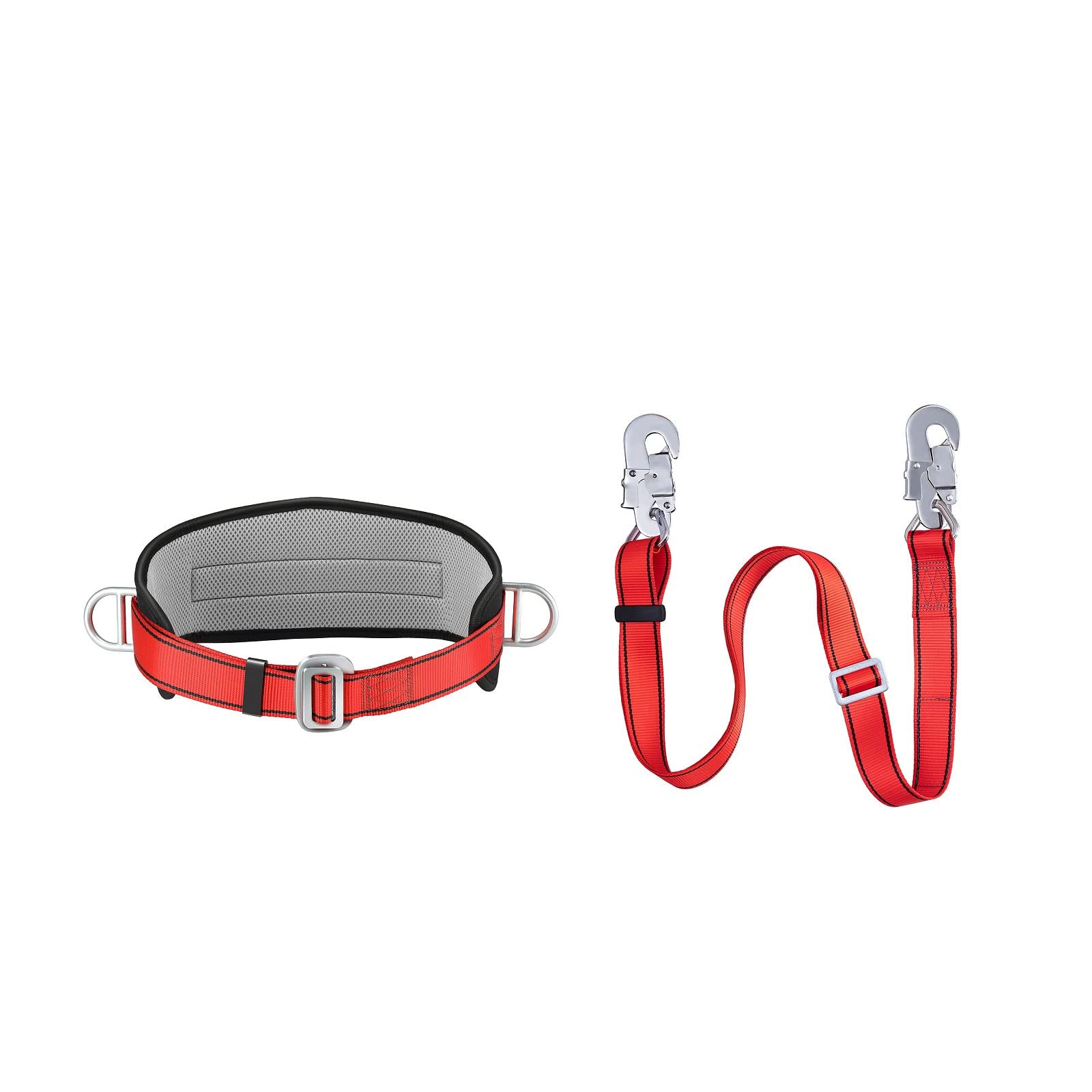 Hunting Safety Belt with Adjustable Lanyard, Safety Climbing Belt with Waist Pad and 2 D Rings, Safety Belt Kit Personal Portable Protective Equipment