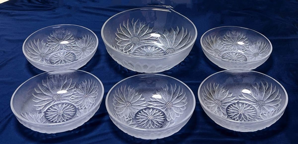 Amazon.co.jp: 日本製 曽我SOGAガラス 中鉢1＆小鉢5 菊きくホ－ム鉢