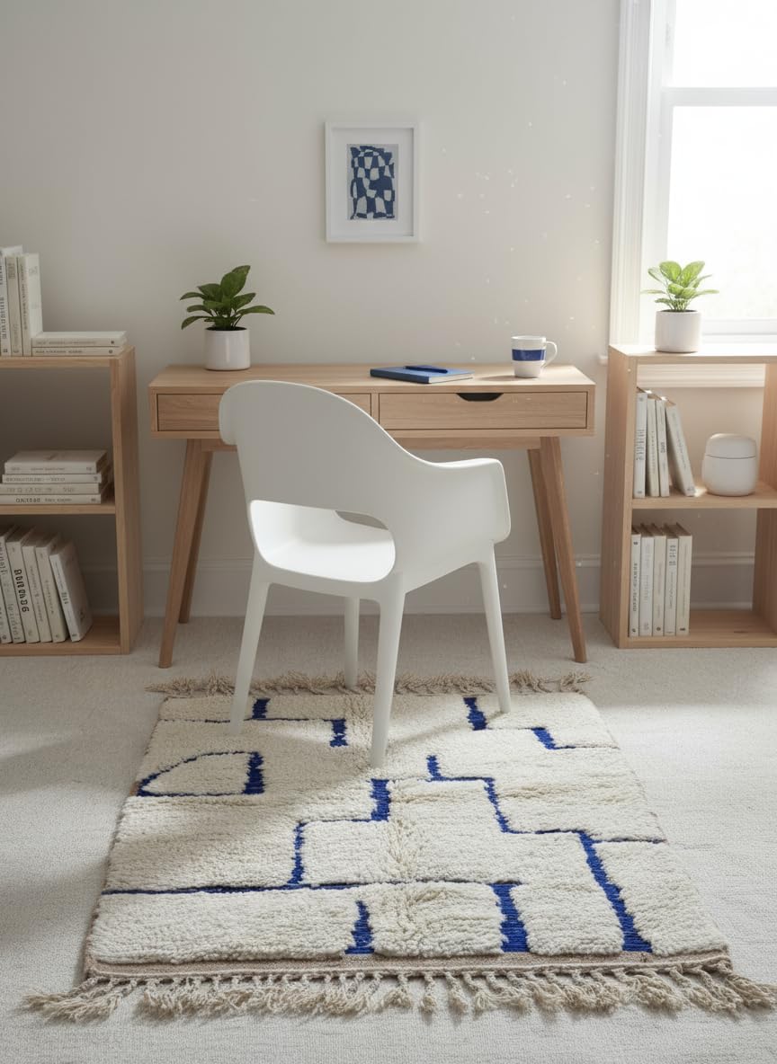 Tapis berbère Azilal marocain en Laine – 100x150 cm – Fait Main – Tapis de Salon, Chambre ou Bureau – Déco Ethnique Chic
