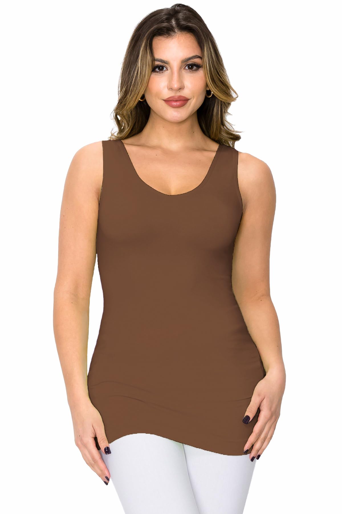 Prolific Health Women's Reversible Seamless Tank Top | V-Neck & U-Neck | Buttery Soft Fitted Sleeveless For Summer
