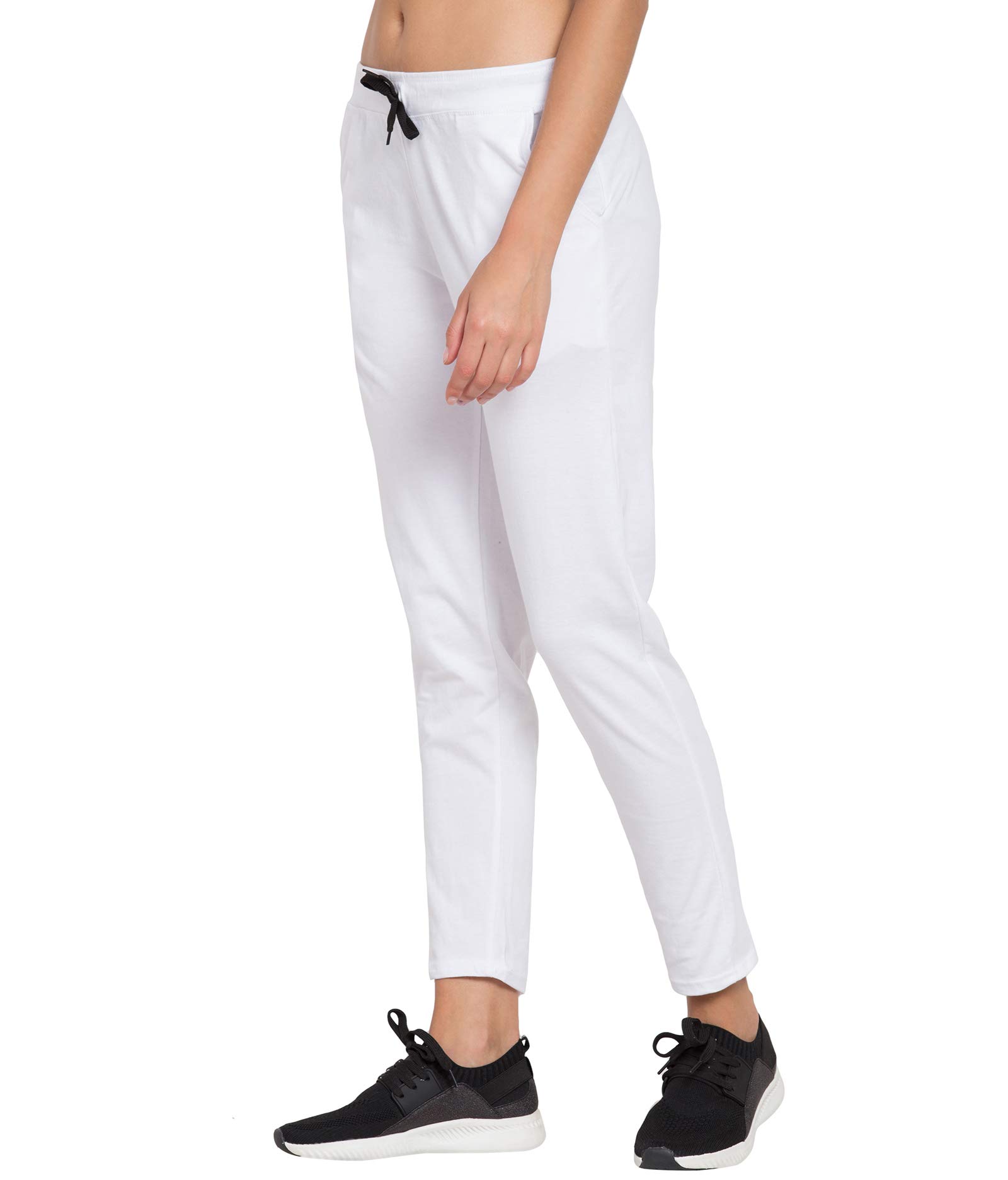 Haoser Stylish Women's Regular Fit Trackpants for Gym (HI-WL-62_White_S)