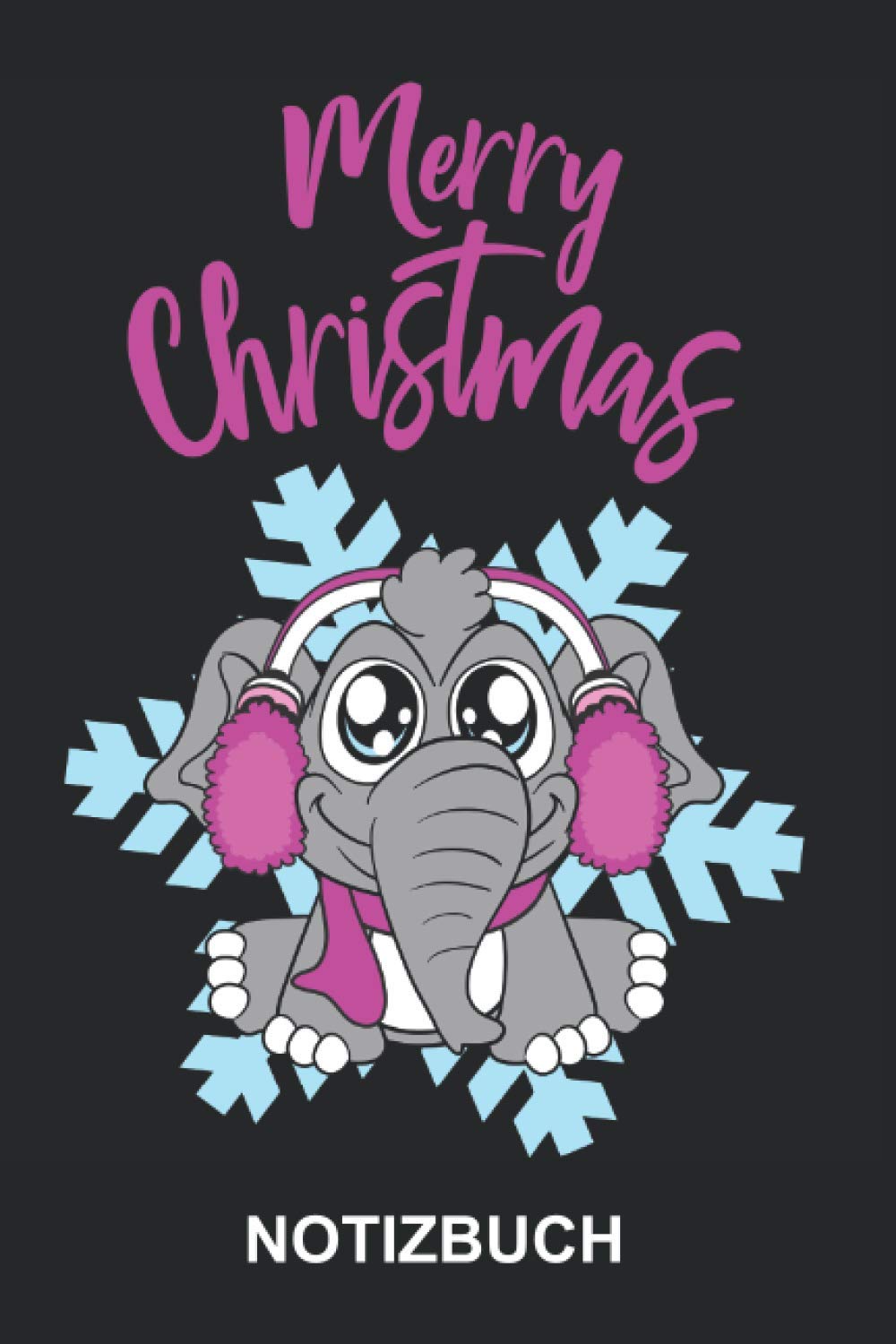Merry Christmas Notizbuch: Frohe Weihnachten Schneeflocke Winter Weihnachtsmotiv Elefant | Weihnachtliches Tagebuch, Notizheft, Schreibheft | ca. A5 mit Linien | 120 Seiten liniert | Softcover