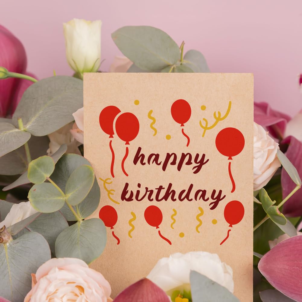6 Happy Birthday Malschablonen 15x15 Cm – Wiederverwendbar, Aus Kunststoff, Für Karten & Deko