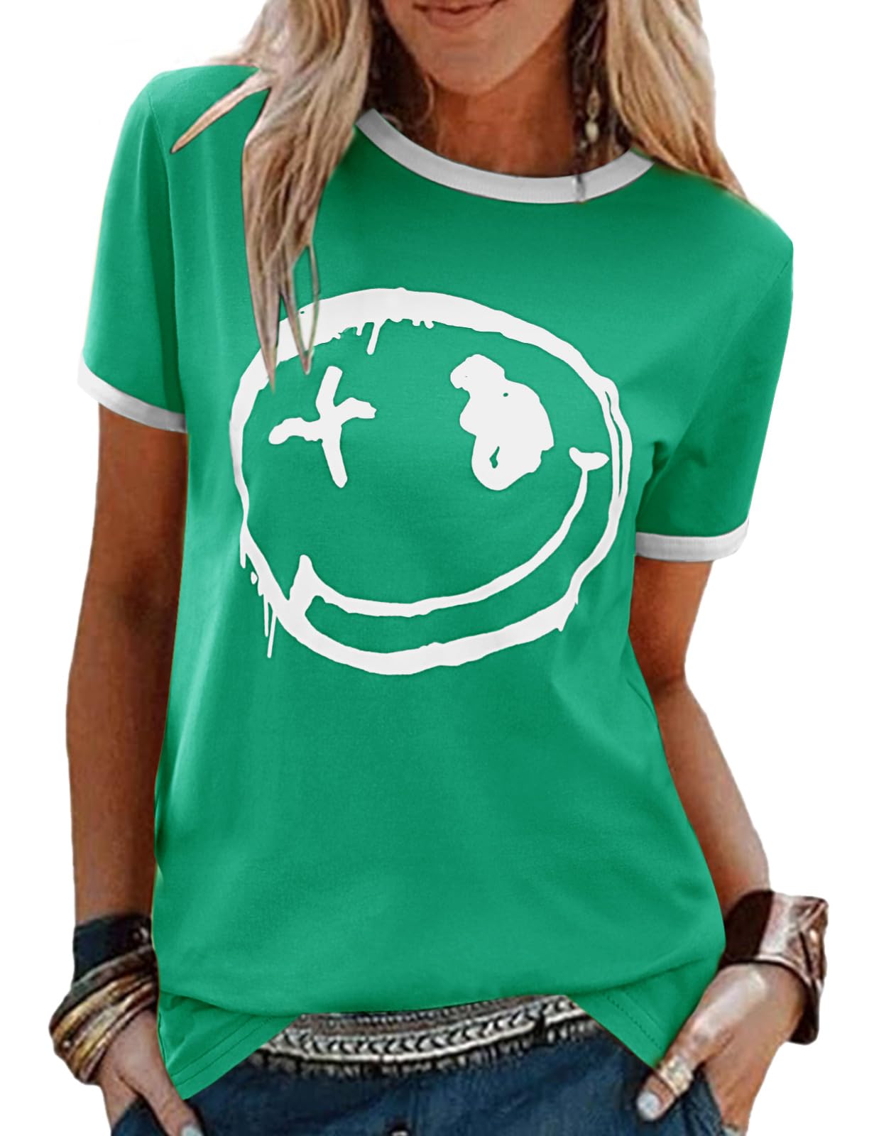 heekpek Damen Tshirt Oversize T Shirt Baumwolle Kurzarm Longshirt Sommer Oberteile Graphic Tee Lang Bluse Tunika Tops für Teenager Mädchen Locker Basic T-Shirt