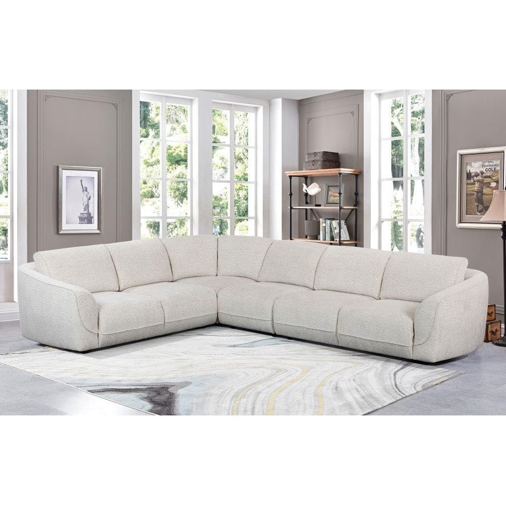 Danube Home Veloz Fabric Corner Sofa | Modern Design Five Seat Sofas | Comfortable Living Room Furniture L 412 x W 109 x H 89 cm - Beige