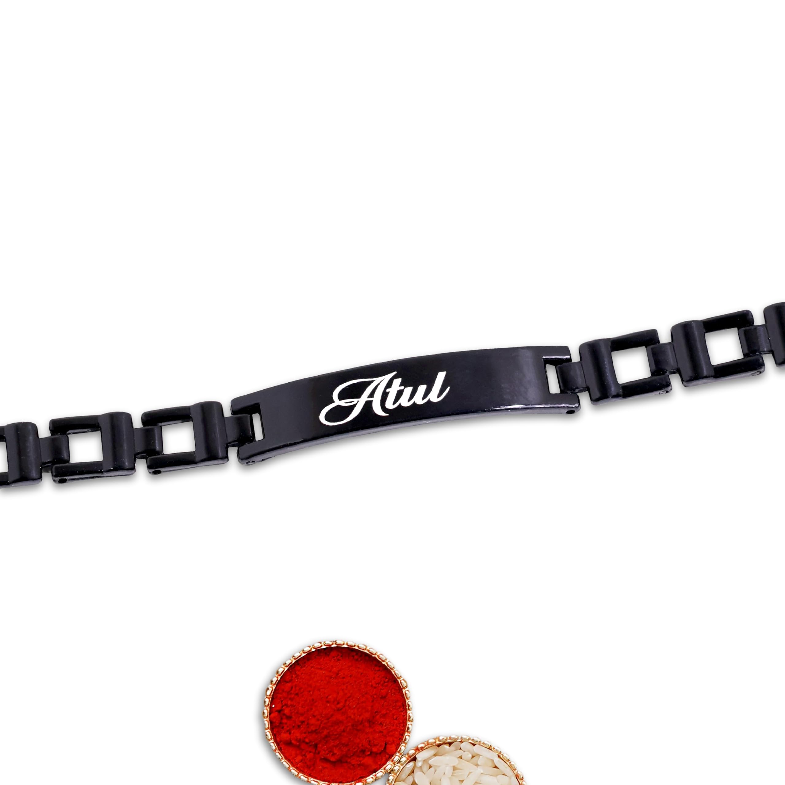 Innovative Gifts Personalized Bracelet Rakhi for Men - Exquisite Rakshabandhan Gif | Stylish and Trendy Rakhi for brother | Customized Bracelet Rakhi For Brother [pack of 1] (BLACK) (B0D8VRJDDJ) Amazon Price History, Amazon Price Tracker