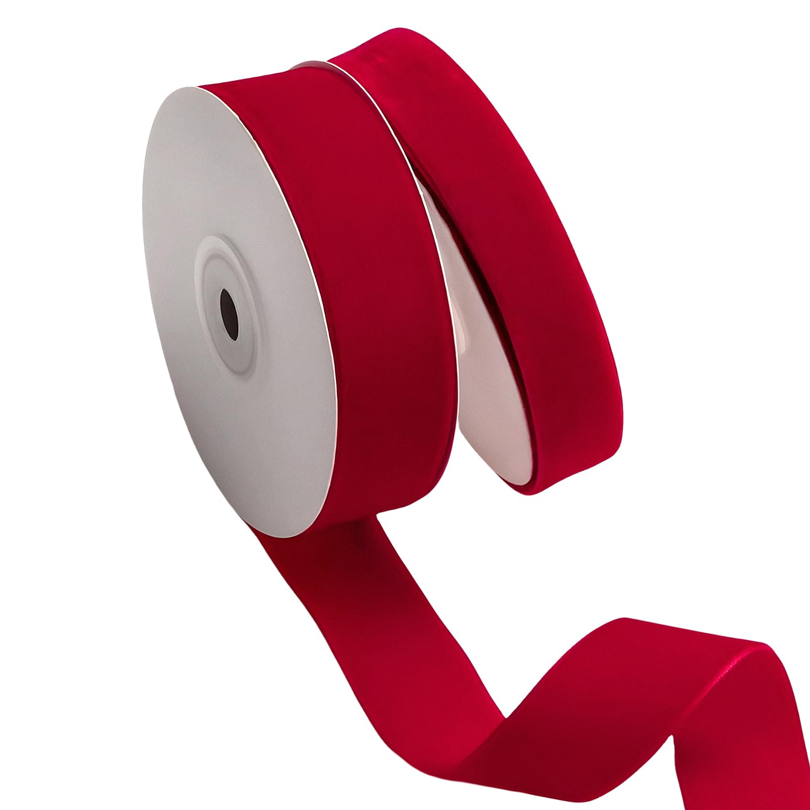 25mm x 18m Soft Velvet Ribbon Roll, Luxurious Decorative Red Ribbon for Gift Wrapping, Crafting, Bouquets, Wedding Bows, Floral Arrangements and Festive Projects (Red)