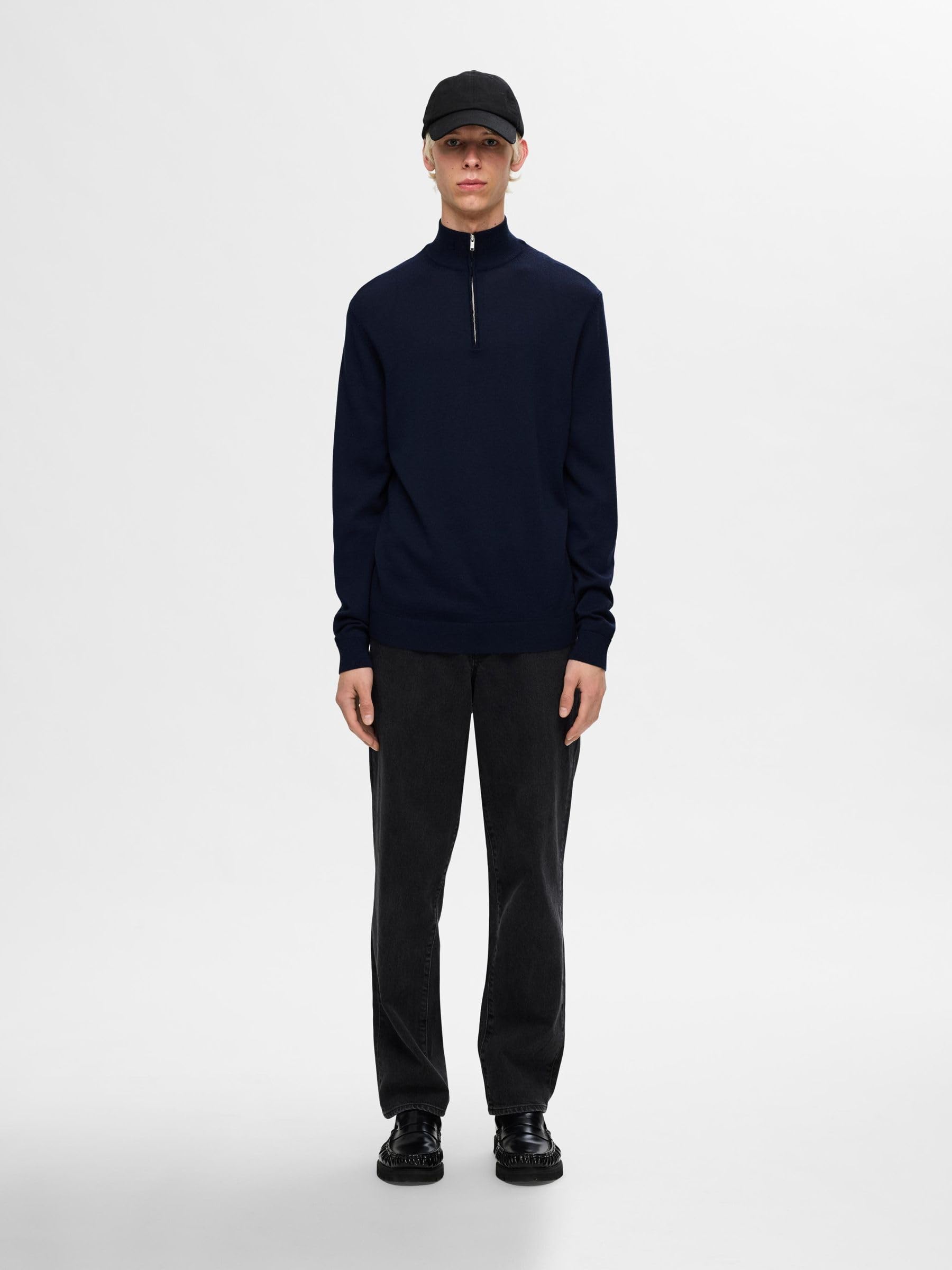 SELECTED HOMME Half-Zip Jumper 100% Merino Wool