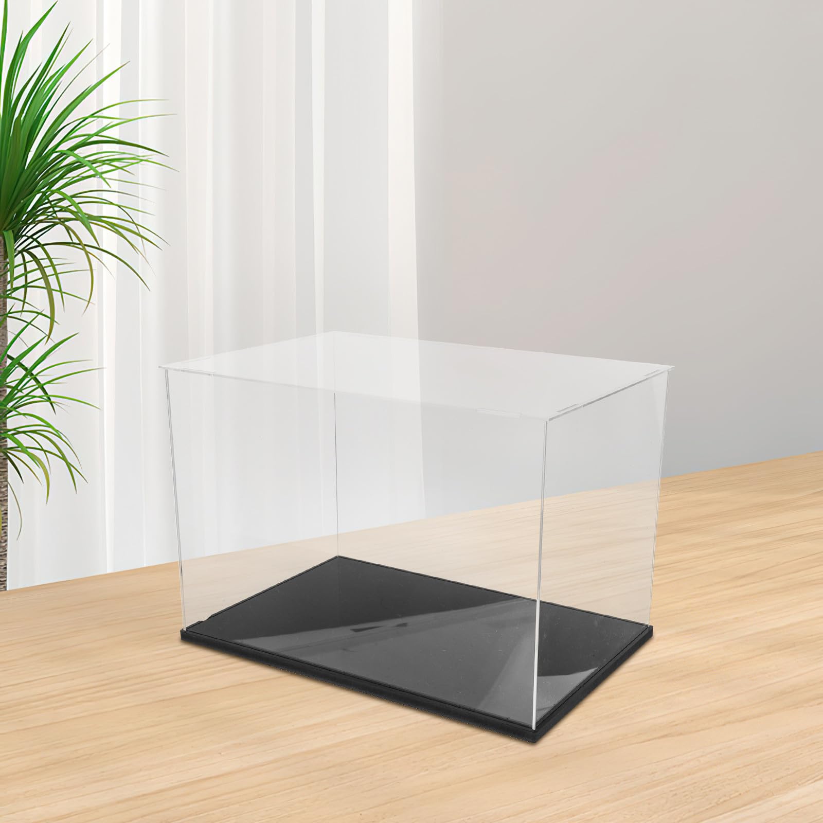 WOONEKY Caja Expositor Transparente para Fútbol con Soporte Negro Contenedor Apilable de Acrílico Resistente para Balones de Fútbol Estándar para Almacenamiento y Exhibición de