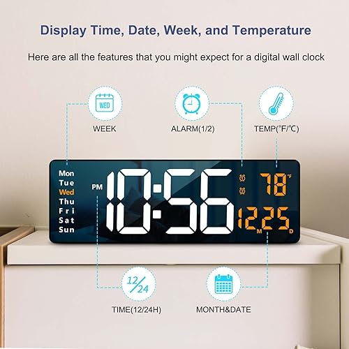 Miniatura 8 de Reloj de pared digital grande reloj de pared grande de 162 pulgadas reloj digital LED con control remoto para decoración de sala de estar regulador