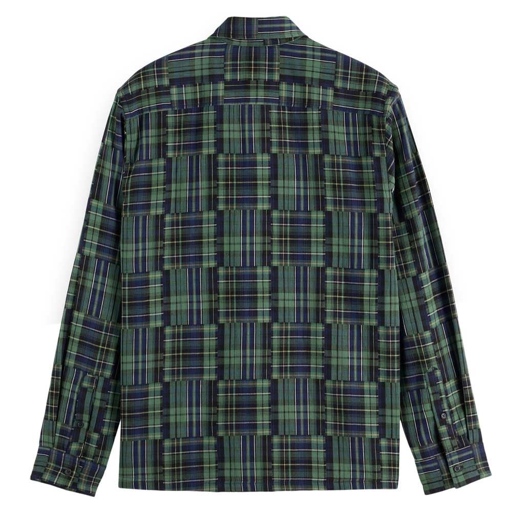 Luźny krój patchworkowy koszula, Navy Check 401, L