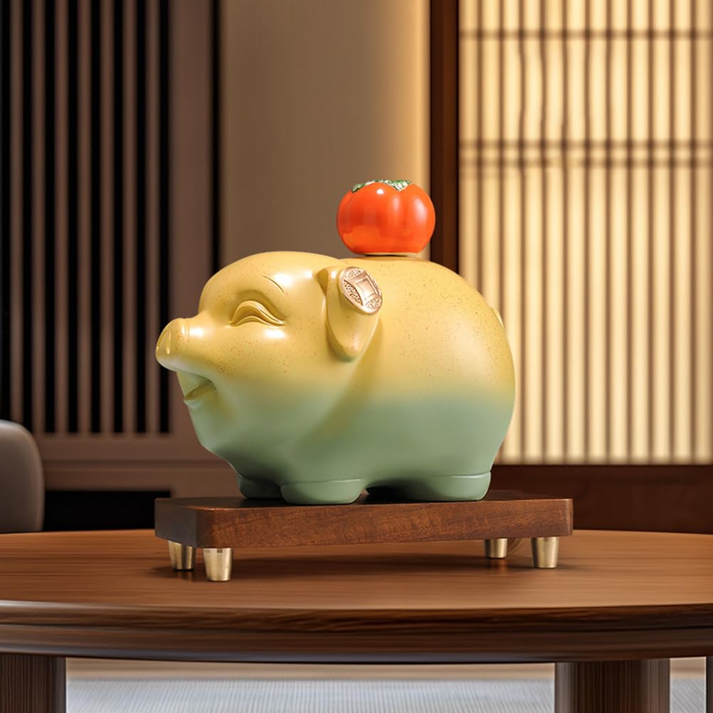 Ceramika Piggy Mini statua Rzeźba świni Retro Figurka świni Chiński zodiak Świnia Wystrój tacy Herbata Figurki zwierząt Wystrój domu Ceramika Figurka zwierzątka Wen Wan Wisiorek,21 * 10 * 19cm