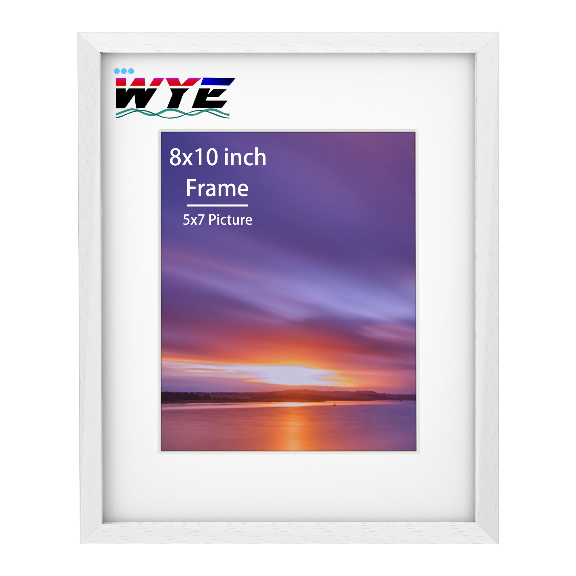 Wyewye White 8X10 Picture Frames, Solid Wood 10X8 Inch Photo Frame With 4.5X6.5 Inch Mount And Stand, Plexiglass, Tabletop Or Wallmount,