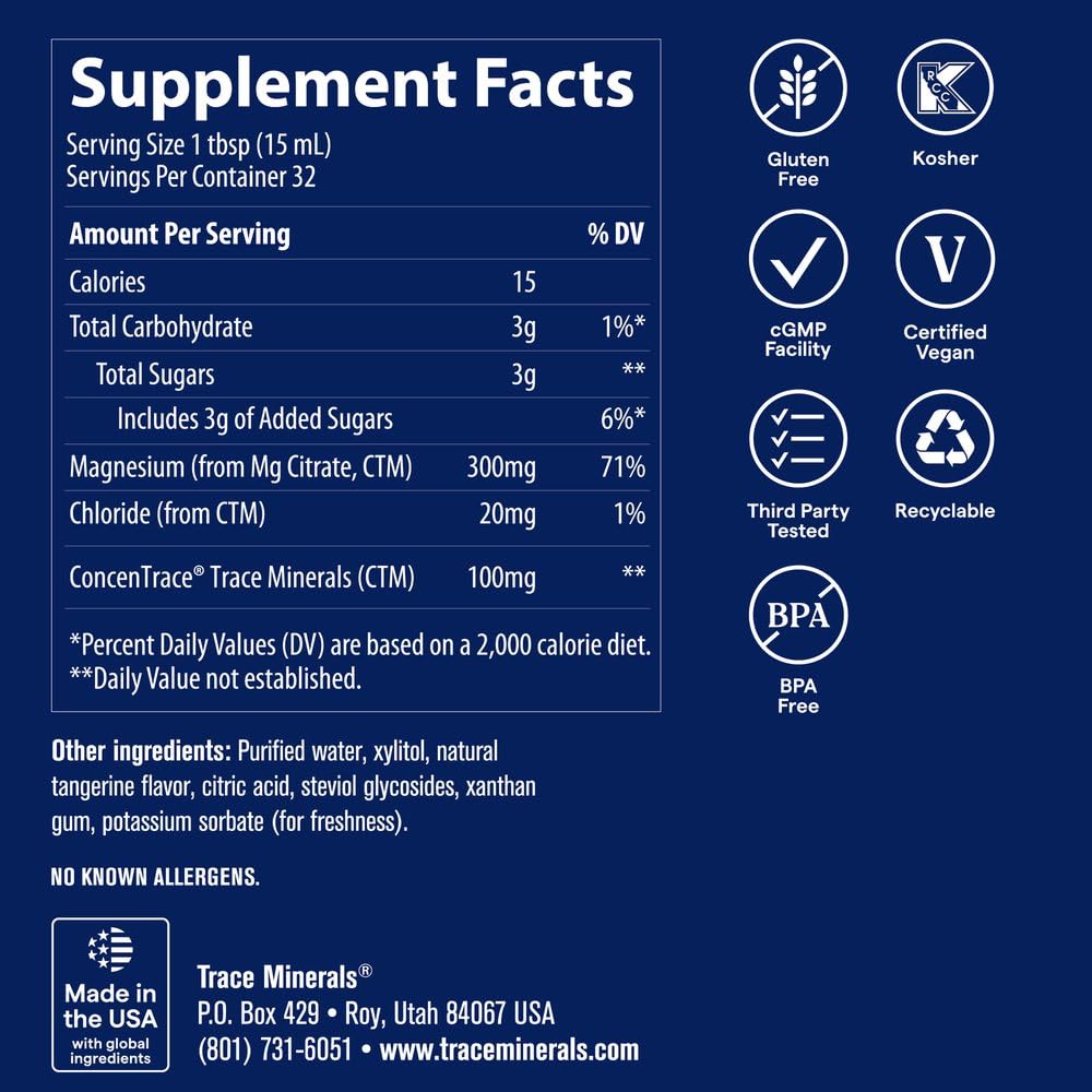 Trace Minerals Liquid Magnesium Supplement, 300 mg, 16 fl oz, Tangerine — Amazon image 3