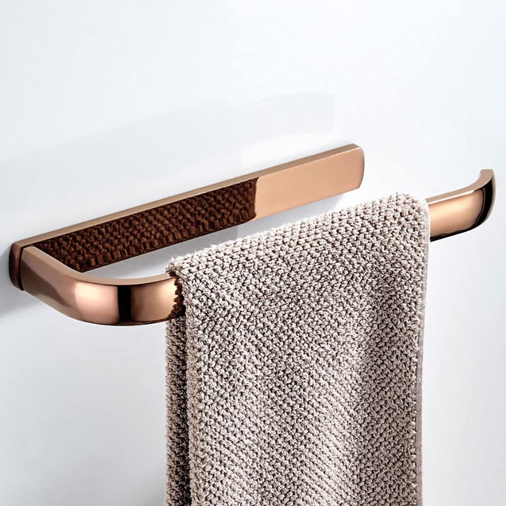 Juego de accesorios de baño de 4 piezas, material de latón dorado rosa, toallero de 22,4 pulgadas + soporte para papel higiénico + toallero de mano + gancho para toallas, instalación perforada