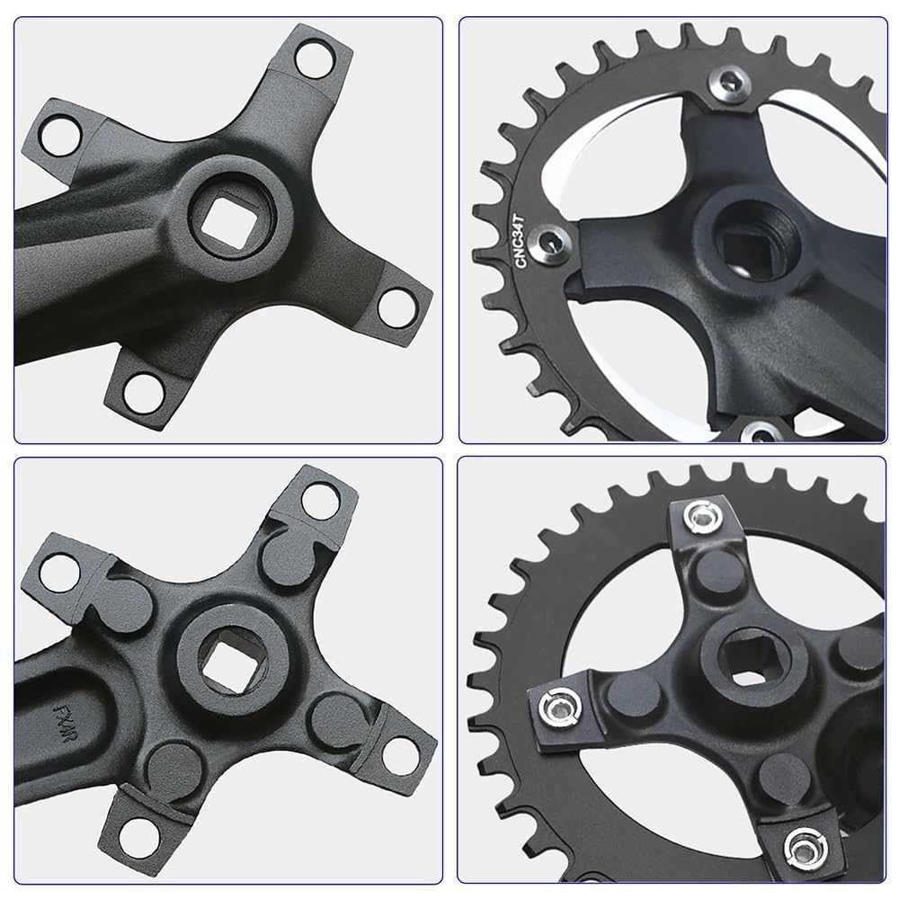 Guarnitura Bici da Strada 152/165/170mm Pedivelle Quadrato Stretta Larga Corona 30/32/34/36/38/40/42T 8/9/10/11s Manovella MTB Bici Pieghevoli