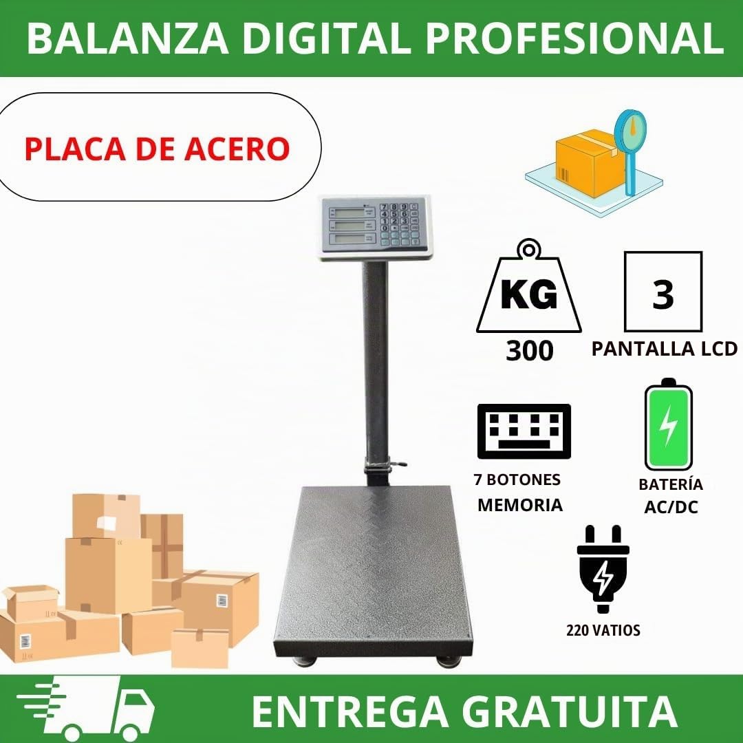 Báscula digital electrónica profesional de 300 kg con pantalla de báscula industrial recargable para uso en tiendas, hogares, empresas.