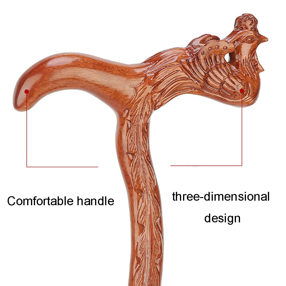 Muleta Tallada en Madera, bastón para Caminar de Madera, bastón para Caminar Natural, bastón para Caminar de Madera Hecho a Mano de 80-94 cm de Longitud con Correa para la muñeca (Size : 85cm)