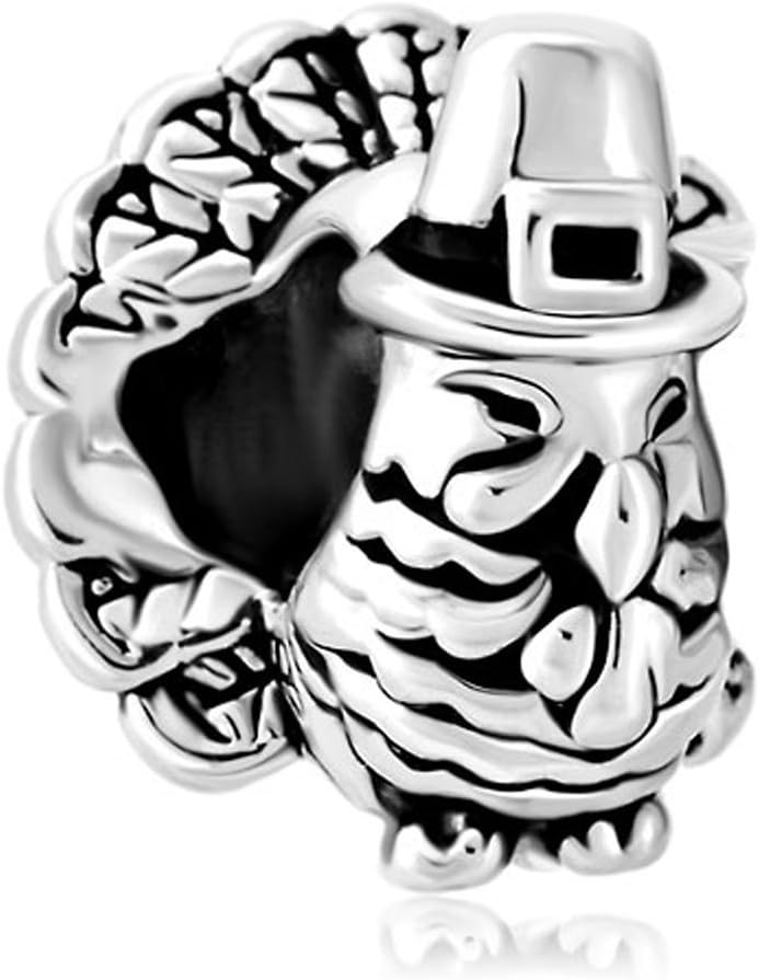 Pugster Silver Tone Thanksgiving Day Turkey Bead Fits Pandora Charms Bracelet