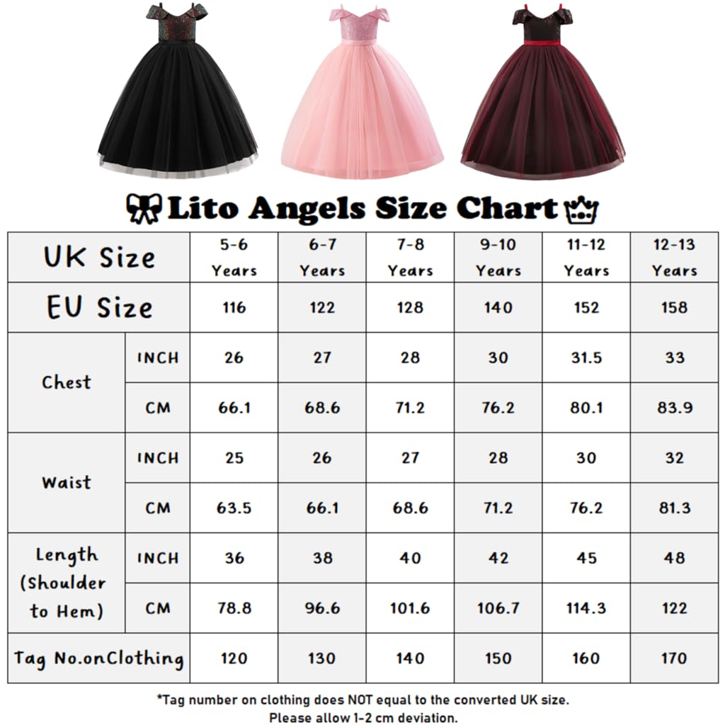 Lito Angels Abito da festa in tulle con paillettes e spalle scoperte, elegante e scintillante, per damigelle d'onore, matrimonio, ospite