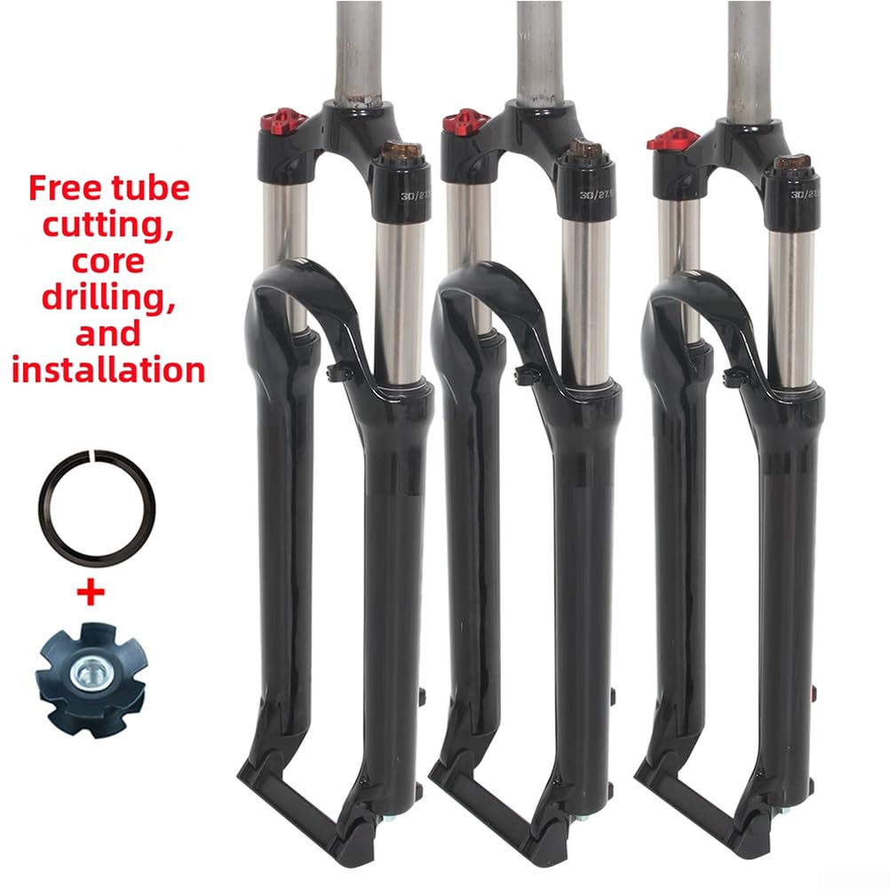 Horquilla delantera hidráulica para bicicleta de montaña con corona de aleación de aluminio y tubo de dirección para una transferencia de potencia eficiente y estabilidad (26 pulgadas