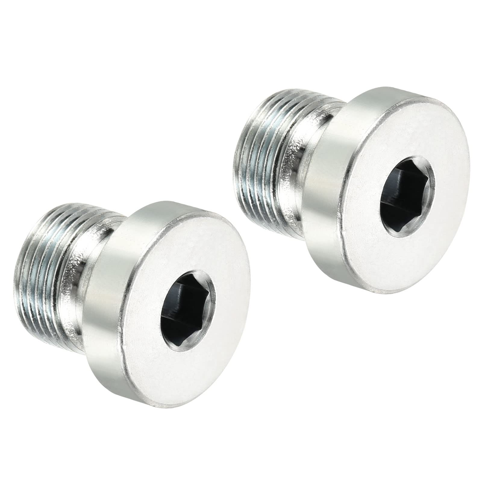 PATIKIL M14*1 Internal Hex Head Pipe Fitting Plug, 2 Pack Male Thread 45# Steel Socket Plug with Sealing Ring for Terminate Pipe Ends