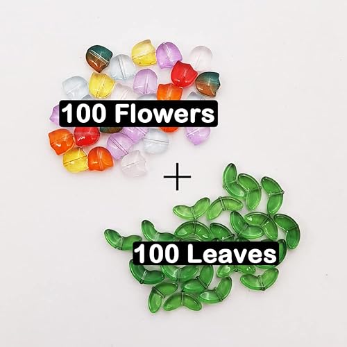 Miniatura 4 de INSPIRELLE 100 juegos (200 piezas) de cuentas de cristal de flores de tulipán para fabricación de joyas y accesorios de manualidades