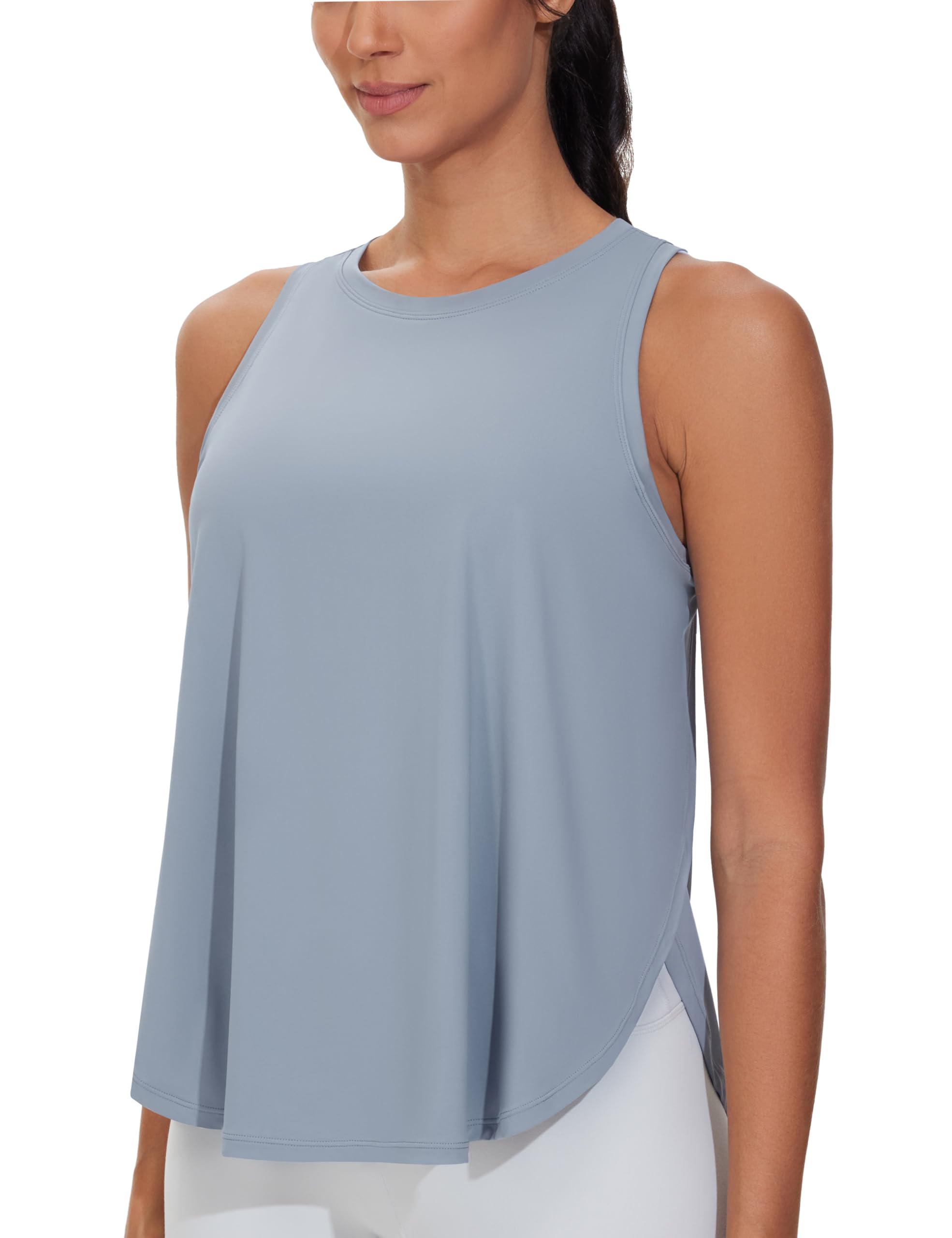 THE GYM PEOPLE Womens Racerback Workout Tank Tops Split Side Loose Fit Sleeveless Yoga Running Shirts with Curved Hem