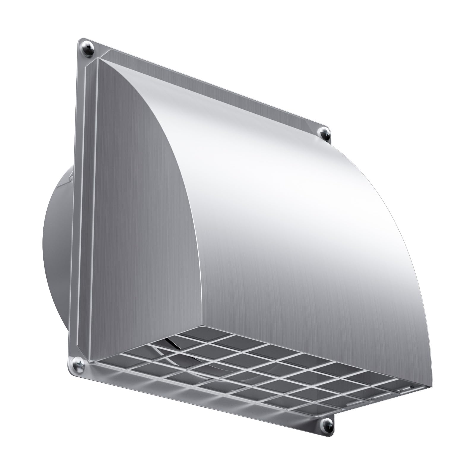 HG Power Griglia Aerazione 150 mm inox – Valvola di Non Ritorno Magnetica & con Rete Anti-insetti a Maglia larga Rimovibile, per Asciugatrice, Cappa Cucina, Bagno, VMC, Ø15 cm, Argento