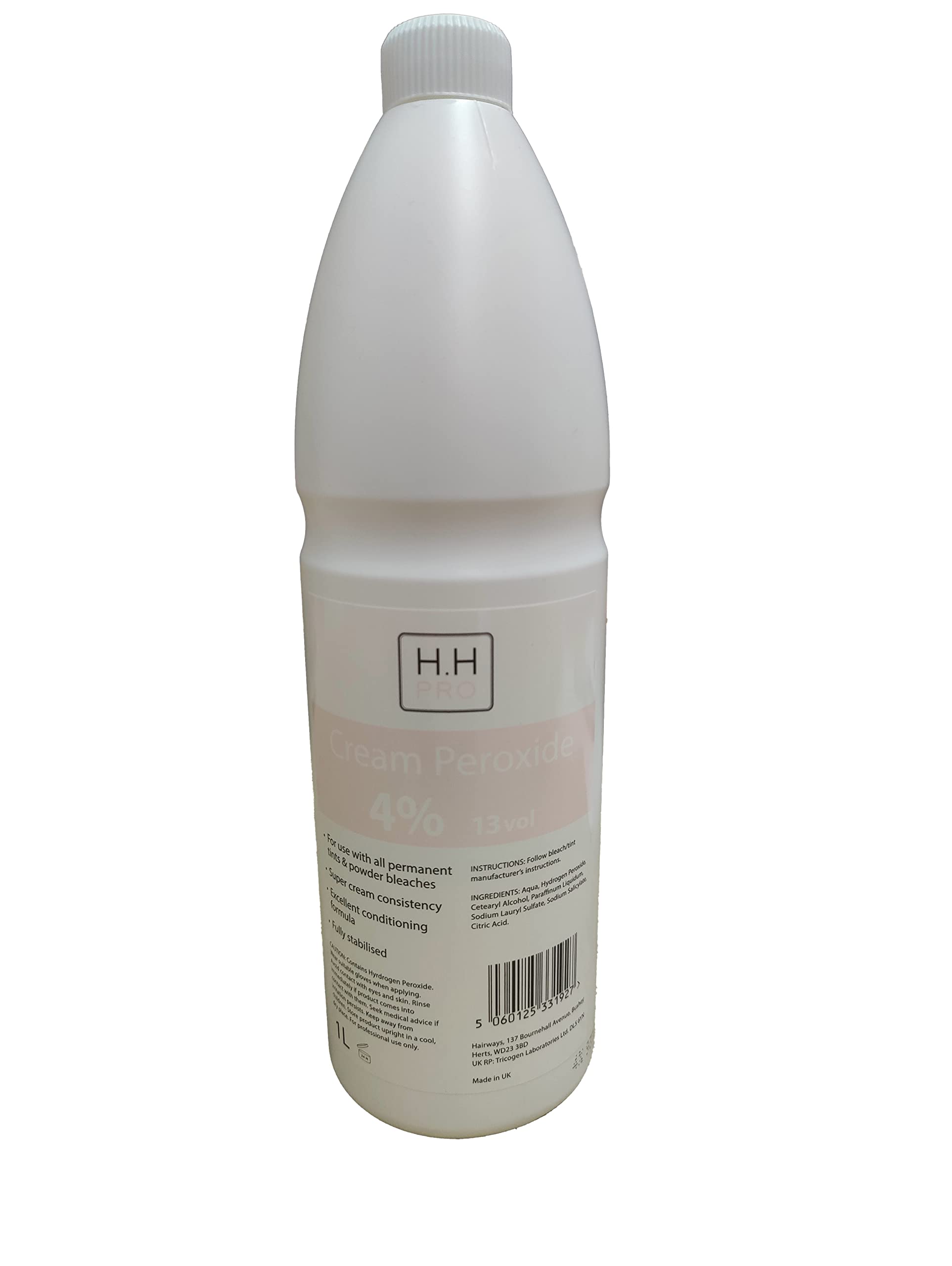 H.H Pro HH Cream Hair Colour Tint Peroxide Pastel Developer 4% (13 volume) Litre 1000ml