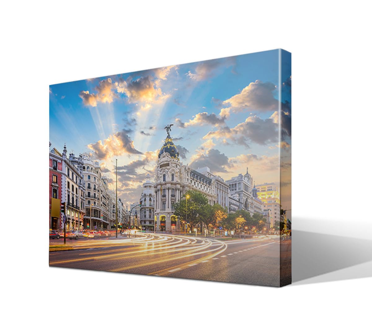 Calle de Alcalá de Madrid - Fotografía Urbana | Cuadro Canvas Wall Art | Impresión Giclée lienzo algodón puro | Bastidor 3cm | 55x75cm