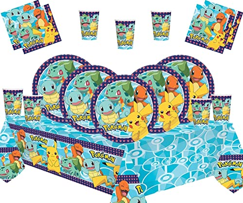 Decoración Fiesta Cumpleaños Infantil Pokemon - Platos Vasos Servilletas Manteles