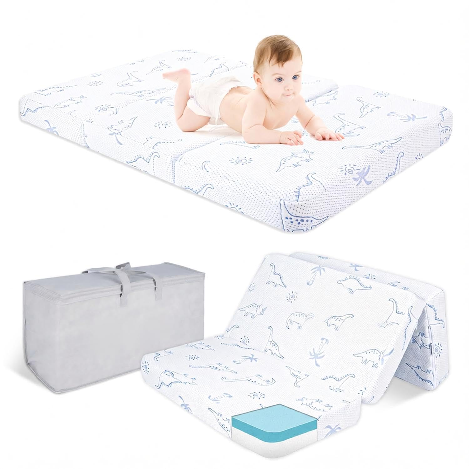 Mochen Trifold Pack and Play Mattress, 38"x26" Pack n Play Mattress